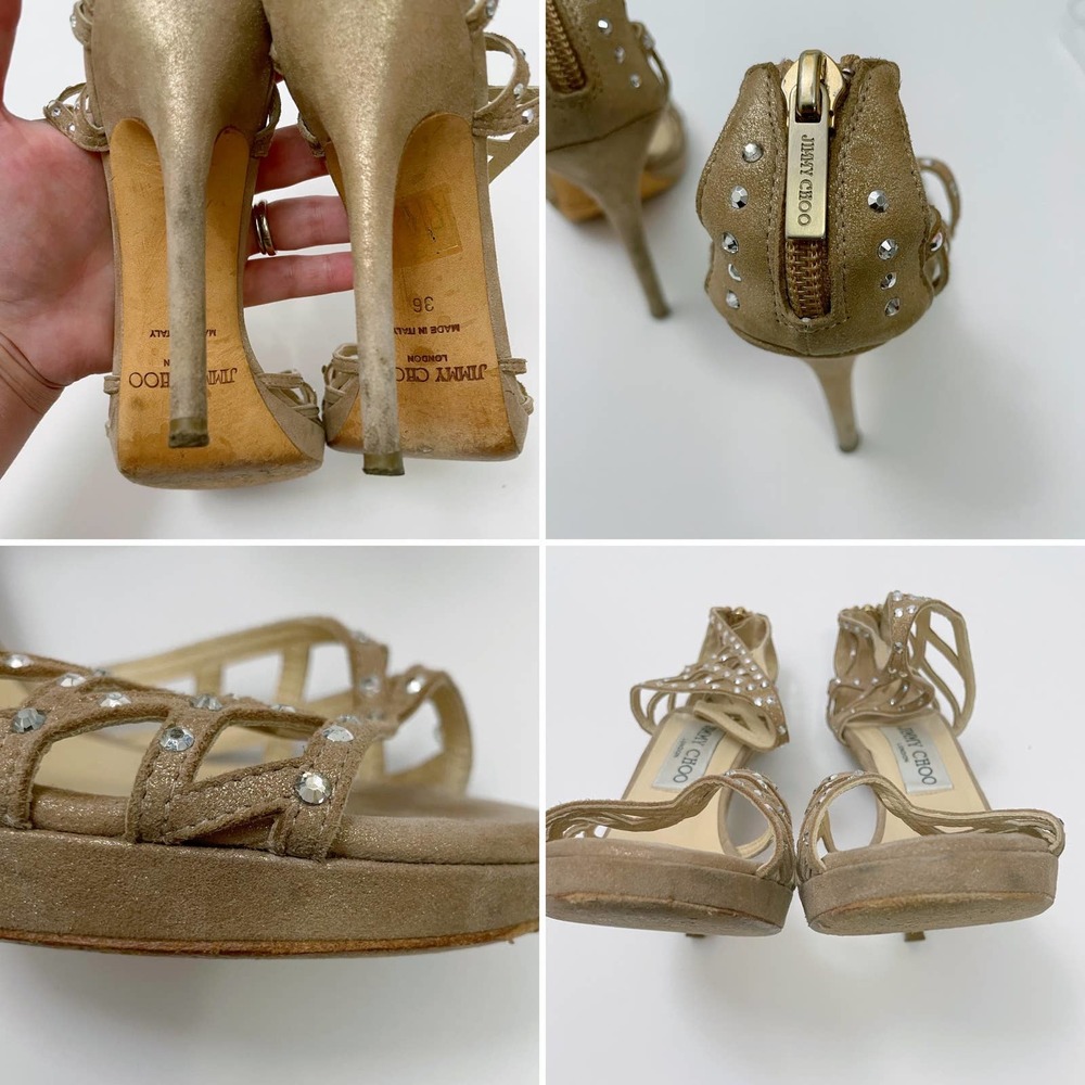 Jimmy Choo Gold Strappy Heels - Picture 10 of 10